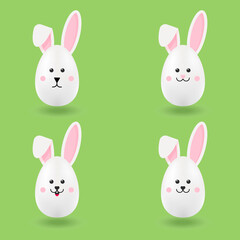 A set of Easter eggs in bunny ears. Cute Easter bunny . vector illustration