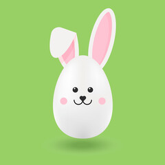 Egg in the rabbit ears. Cute Easter bunny . vector illustration