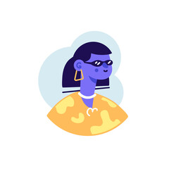 Avatar icon of beautiful hipster woman wearing earrings,