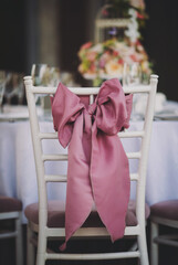 Pink Silk Satin Chair Sashe Bow sash for Wedding and Events