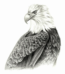 Eagle, hand drawing  isolated on white
