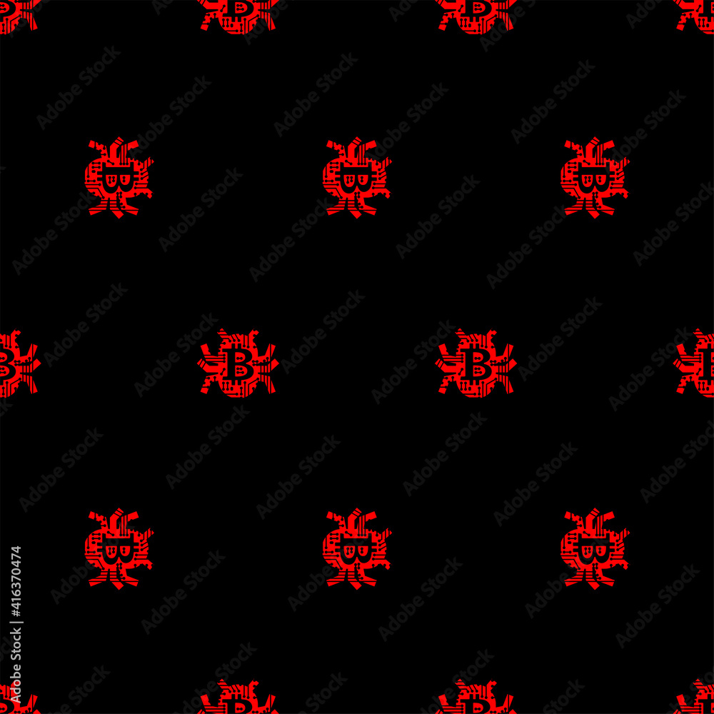 Poster bitcoin virus bug pattern seamless. digital currency computer virus background.