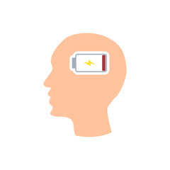 icon energy level at zero, fatigue, vector illustration