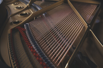 Open grand piano, classical music and musical learning