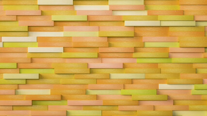 yellow wood panel wall. 3d illustration.