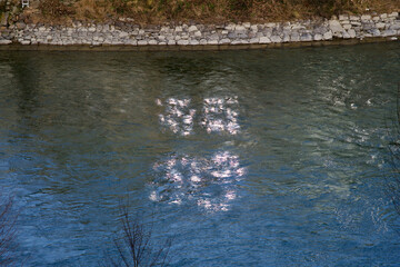 River Aare at Bern, capital of Switzerland. Photo taken February 24th, 2021, Bern, Switzerland.