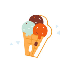 Melting ice cream cone logo vector flat design.