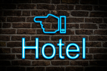 Fototapeta premium Leuchtreklame Hotel