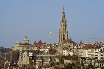 Church Berner Münster (German, translation is minster) with old town of Bern, Switzerland.