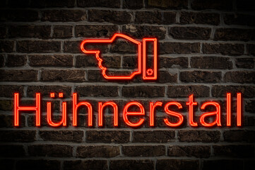 Fototapeta premium Leuchtreklame Hühnerstall