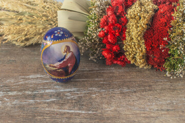 Easter. Easter palm and Easter egg. Jesus' prayer in the garden of Gethsemane