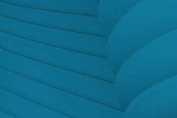 Smooth wavy shapes in aqua. Coastal cities architectural design concept. 3d rendering.