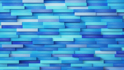 blue wood panel wall. 3d illustration.