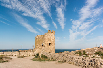 The ancient Genoese fortress of Kafa in Feodosia the Black Sea coast. Crisco Tower-Southern Bastion