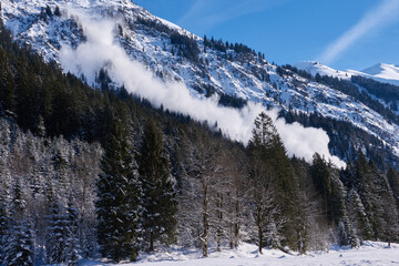 Abgang einer Staublawine im oberen Stillachtal