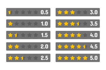 rating stars set, customer feedback five star template