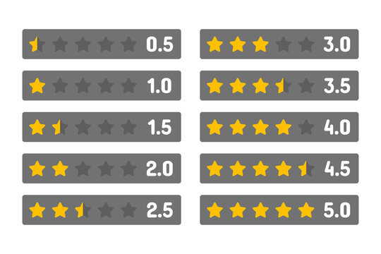 rating stars set, customer feedback five star template
