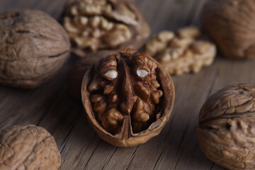 walnut structural lines in the form of a face