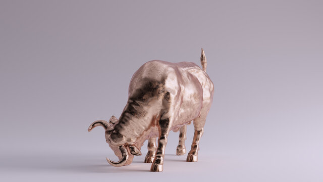 Bronze Brass Muscular Bull 3d Illustration Render	
