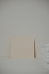 Blank white card in boho style interior