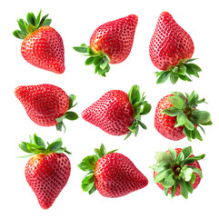 Ripe juicy strawberries isolated on white.