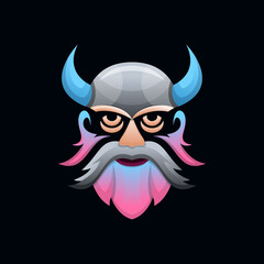 Viking with colorful style design vector