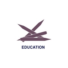 Simple education logo design template. Pencil icons emblem for courses, classes and schools vector illustration. Online education, business company, library, stationary store and learning concept.