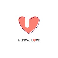 Healthcare logo. Suitable for your health care company. Healthcare medicine minimalist and flat stylish design vector logo sign. Medical love pharmacy logo. Logotype for clinic, hospital or doctor.