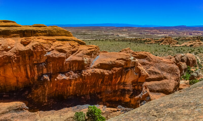 Fototapeta na wymiar Eroded landscape, Arches National Park, Moab, Utah, US