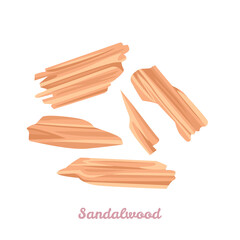 Sandalwood sticks isolated on white background. Vector illustration of Chandan in cartoon flat style. Icon.