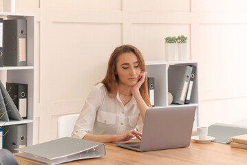 Business woman work in office with documents. Female career. Organized office work. Routine...