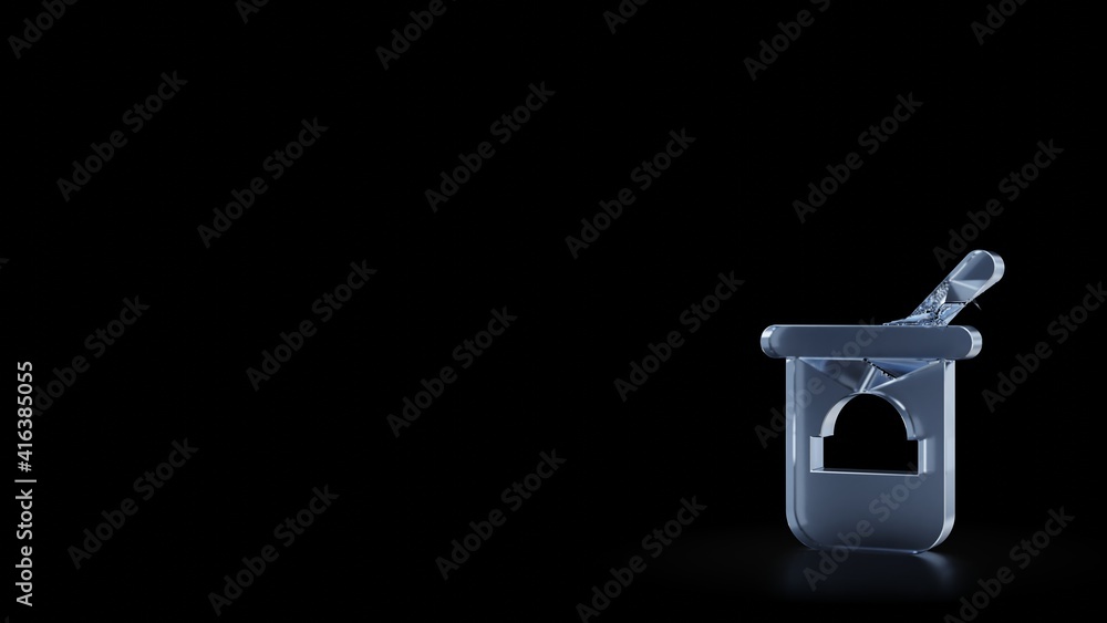 Poster 3d rendering frosted glass symbol of yogurt isolated with reflection