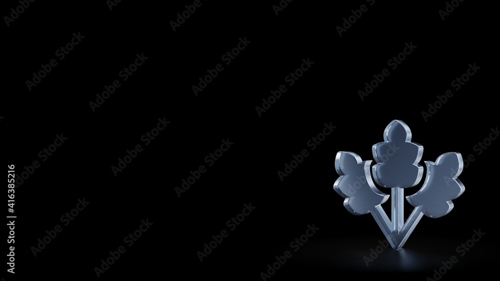 Poster 3d rendering frosted glass symbol of wheat isolated with reflection