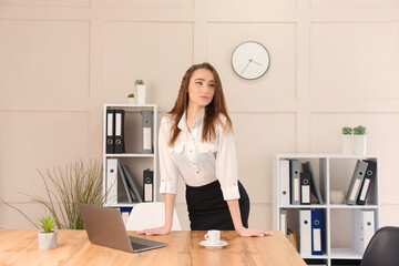 Business woman work in office with documents. Female career. Organized office work. Routine...