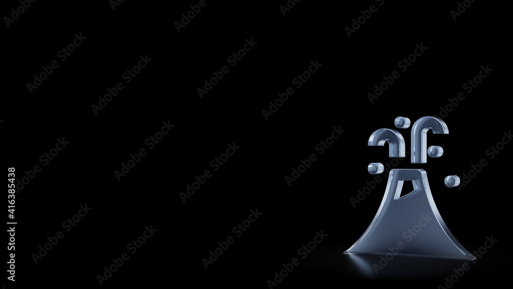 Poster 3d rendering frosted glass symbol of volcano isolated with reflection