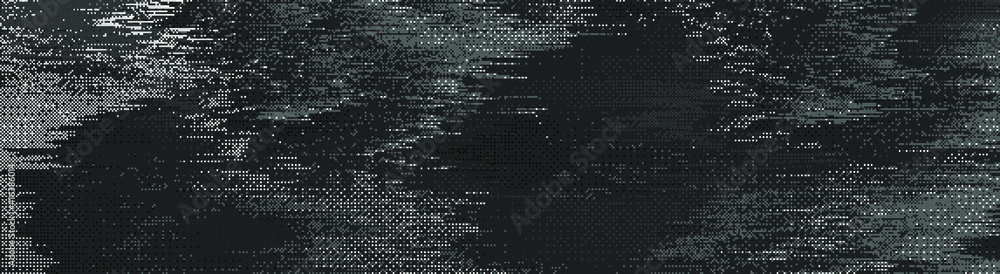 Poster Abstract grunge background with random pixel noise. Dark VHS retro screen with flickering.