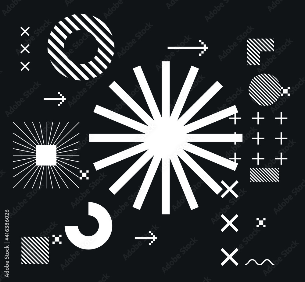 Poster Abstract geometric background with composition of different forms and shapes. Vector illustration in minimal art style.