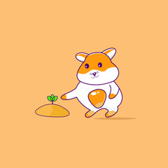 Cute hamster plant sun flower with adorable gesture, fit for any merchandise such a poster, t shirt, hoodie, etc