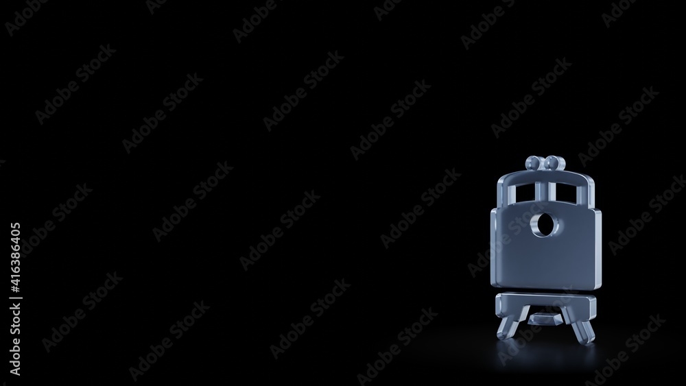 Aufkleber 3d rendering frosted glass symbol of train front view isolated with reflection