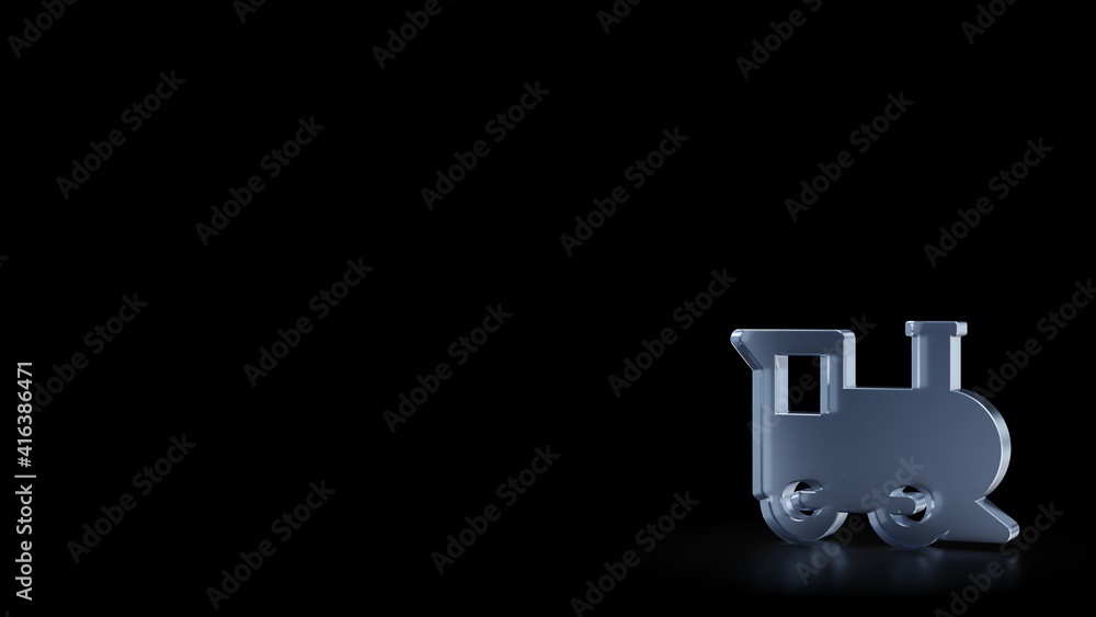 Poster 3d rendering frosted glass symbol of train isolated with reflection