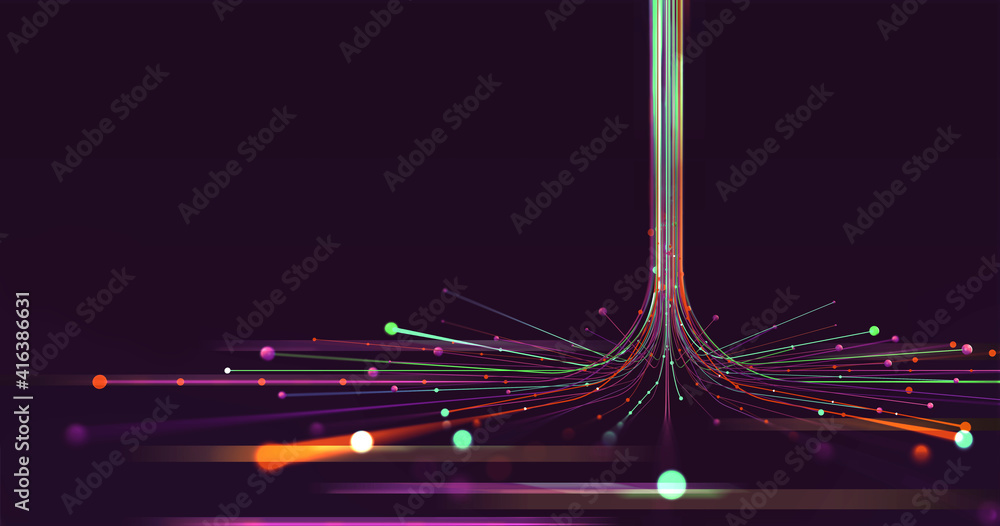 Aufkleber Big data, wireless information flow. Data portal, open data system. Global cyberspace concept. High technology and free internet 3d illustration