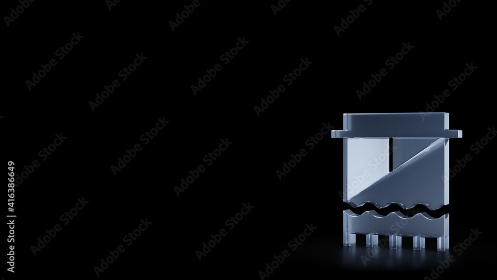 Poster 3d rendering frosted glass symbol of towel isolated with reflection