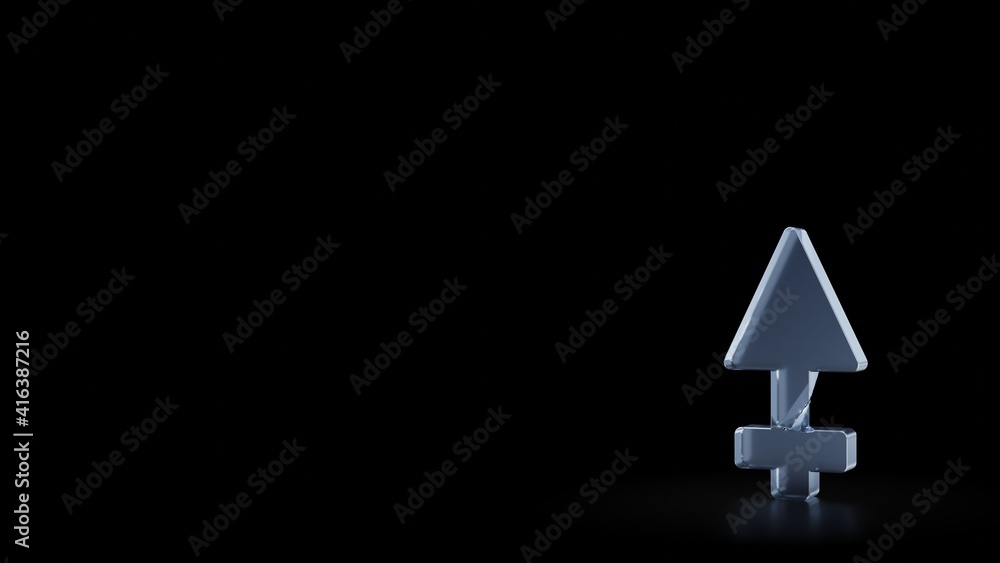 Poster 3d rendering frosted glass symbol of sulphur symbol isolated with reflection