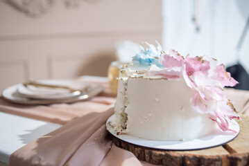 Festive cake for determining the gender of the child
