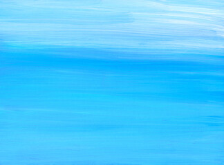 Abstract background painting texture. Blue and white brush strokes on paper. Beautiful soft cyan artistic backdrop.