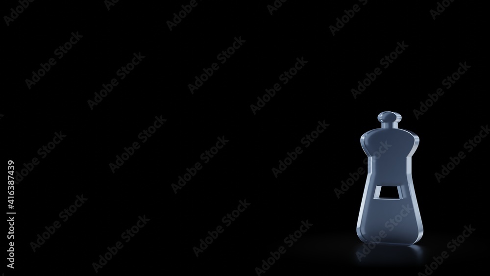 Poster 3d rendering frosted glass symbol of spice isolated with reflection