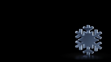 3d rendering frosted glass symbol of snowflake isolated with reflection