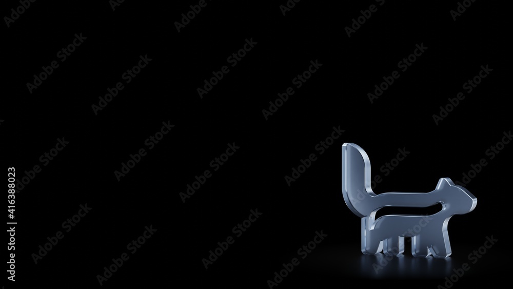 Poster 3d rendering frosted glass symbol of skunk isolated with reflection