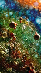 Obraz na płótnie Canvas Colorful oil bubbles with tablet backlight