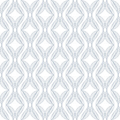 Classic gray seamless wallpaper in art deco style. Vintage ornament from leaves in vector, artistic pattern. Damascus 